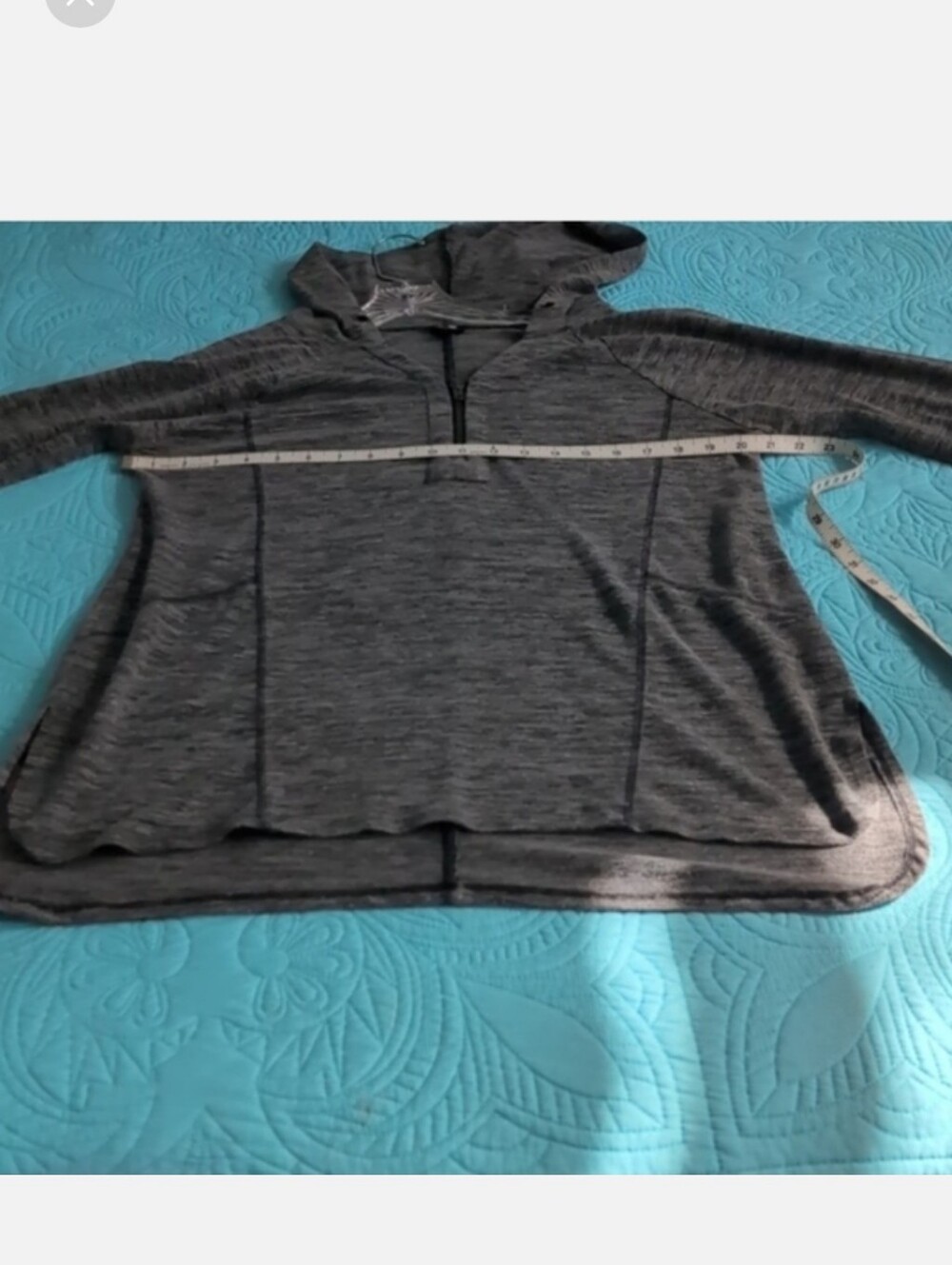 Gray 3/4 Zip Hoodie Pullover Athletic Top Yoga XL Long Sleeve - Picture 7 of 8